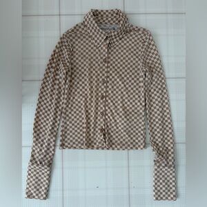 Abercrombie & Fitch Tan and White Checkered Shirt